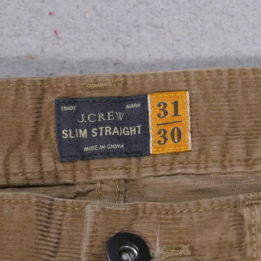 J Crew Pants Mens 31x29 Slim Straight Brown Corduroy